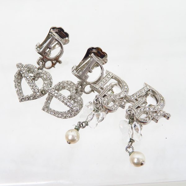 実際に弊社で買取させて頂いたChristian Dior/クリスチャンディオール ロゴ バタフライ ドロップ/ハート イヤリング 2点セット