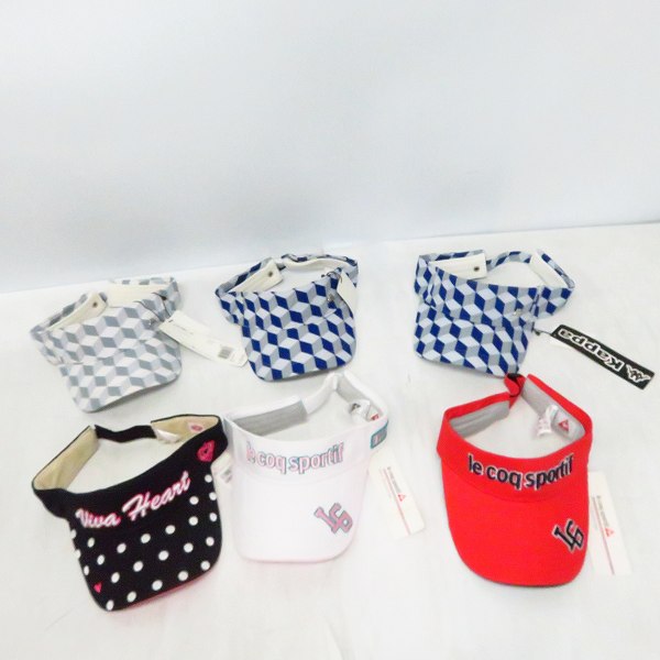 実際に弊社で買取させて頂いた【未使用】le coq sportif/ルコックスポルティフ Kappa/カッパ 他 ロゴ入り/総柄 サンバイザー 6点セット