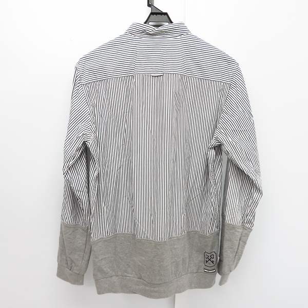 実際に弊社で買取させて頂いたuniform experiment/ユニフォームエクスペリメント ストライプ柄/スウェット 切替し 長袖 シャツ/4の画像 1枚目
