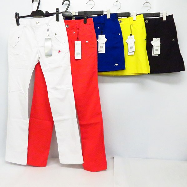 実際に弊社で買取させて頂いた【未使用】kappa/カッパ ゴルフ スカート/パンツ イエロー/ブルー他 Size：M/9 (ウエスト64) 5点セット