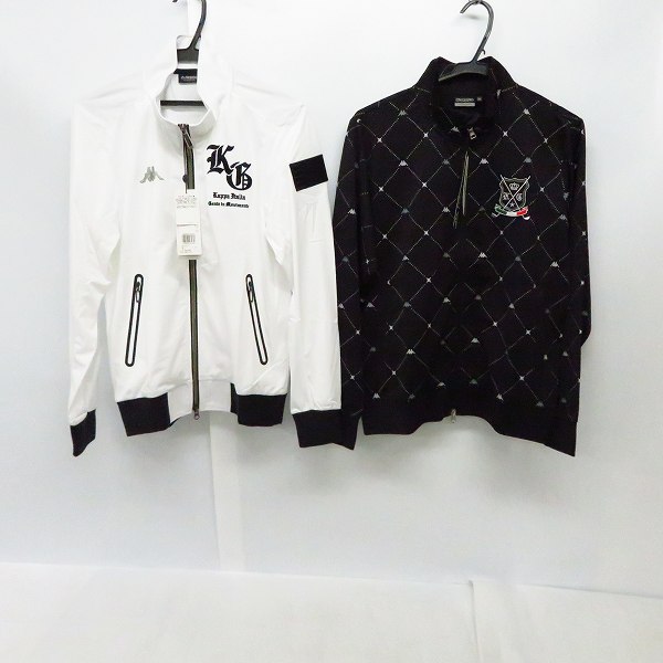実際に弊社で買取させて頂いた【未使用】kappa/カッパ  ゴルフウェア トラックジャケット ブラック/ホワイト M 2点セット