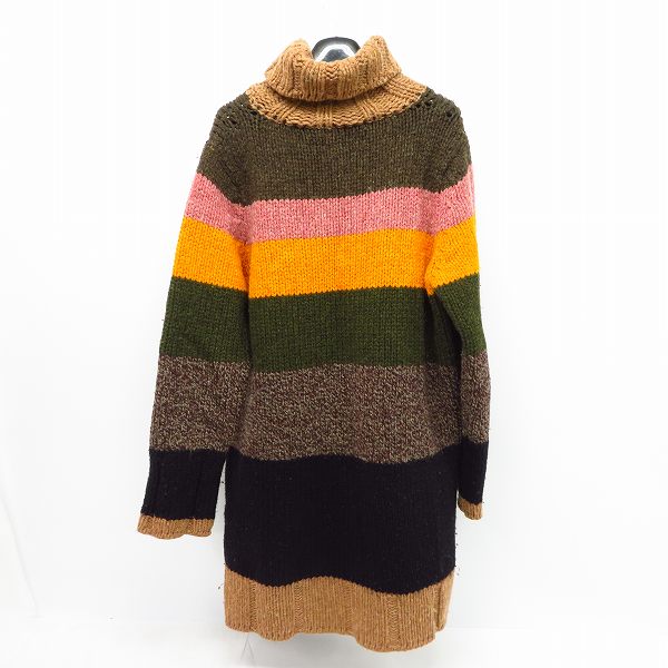 実際に弊社で買取させて頂いたDries Van Noten/ドリスヴァンノッテン マルチカラー ボーダー ロング丈 タートルネック ウールセーター/Lの画像 1枚目