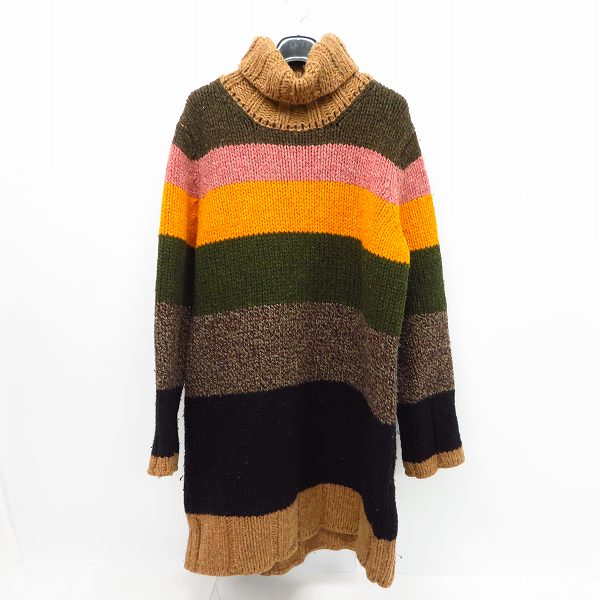 実際に弊社で買取させて頂いたDries Van Noten/ドリスヴァンノッテン マルチカラー ボーダー ロング丈 タートルネック ウールセーター/L