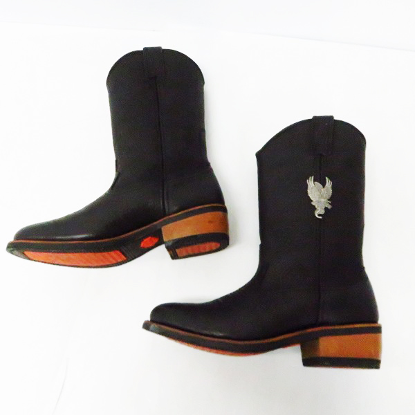 実際に弊社で買取させて頂いたHARLEY-DAVIDSON/ハーレーダビッドソン ウエスタンブーツ メタルプレート付 ブラック US8.5の画像 3枚目