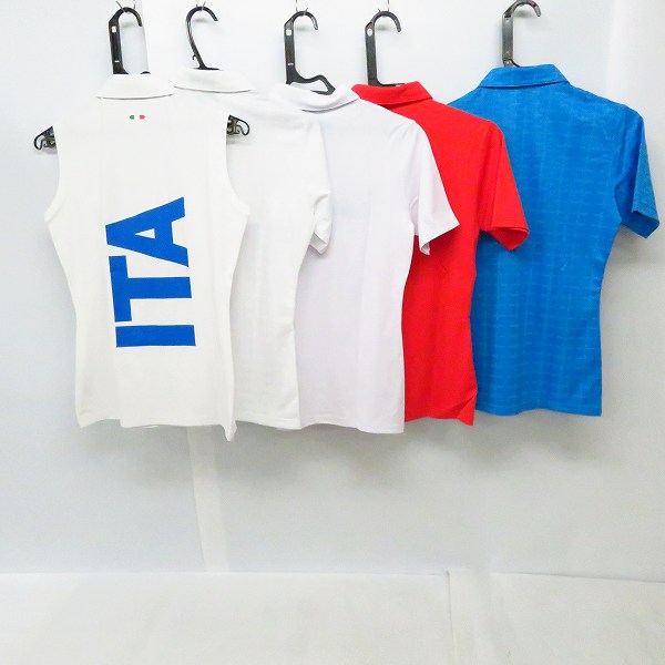 実際に弊社で買取させて頂いた【未使用】kappa/カッパ  ゴルフ ノースリーブ/半袖 ポロシャツ 白/赤/水色 レディース Lサイズ 5点セットの画像 1枚目