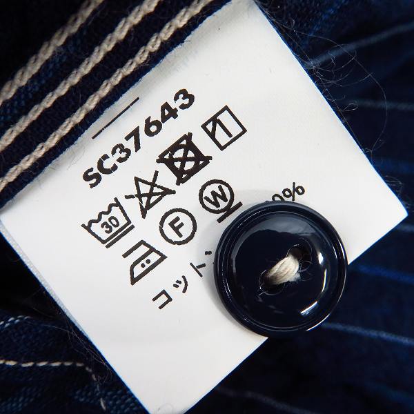 実際に弊社で買取させて頂いたSUGAR CANE/シュガーケーン フィクションロマンス ストライプ ワークシャツ 半袖 SC37643/Lの画像 3枚目