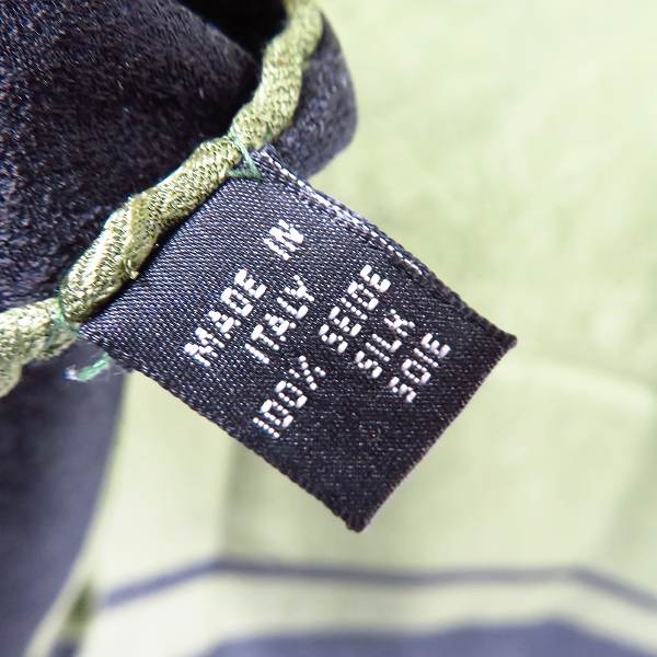 実際に弊社で買取させて頂いたLOEWE/ロエベ ロゴ総柄 大判シルクストール グリーン系の画像 2枚目