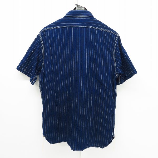 実際に弊社で買取させて頂いたSUGAR CANE/シュガーケーン フィクションロマンス ストライプ ワークシャツ 半袖 SC37643/Lの画像 1枚目