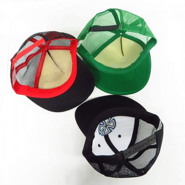 実際に弊社で買取させて頂いたINDEPENDENT/インディペンデント メッシュキャップ ホワイト×ブラック/ブラック×グリーン/ブラック×レッド 3点セットの画像 2枚目