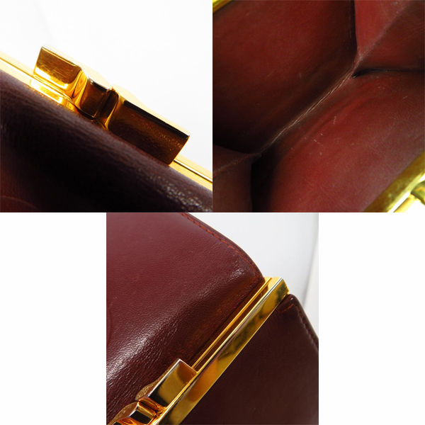 実際に弊社で買取させて頂いたCartier/カルティエ ロゴ マストライン レザー ショルダーバッグ ボルドー/レザー がま口三つ折り財布 ボルドー 2点セットの画像 6枚目