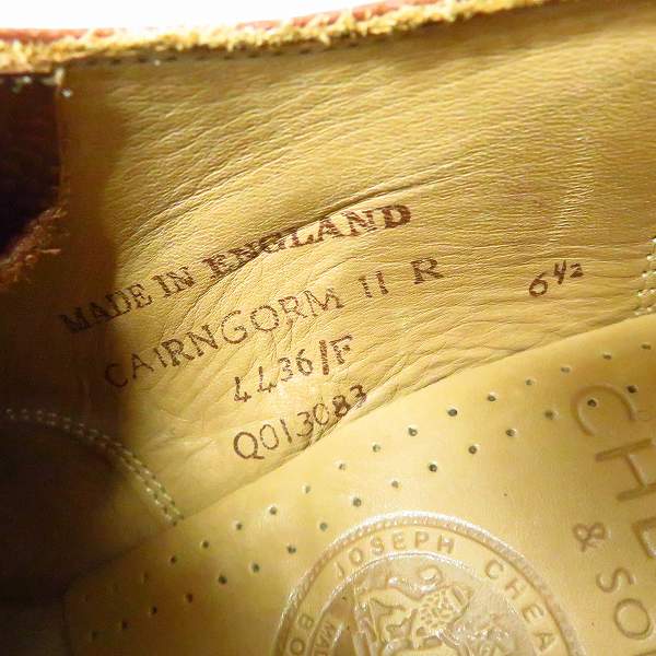 実際に弊社で買取させて頂いたJOSEPH CHEANEY＆SONS/ジョセフチーニー CAIRNGORM II R/ケンゴン2 オックスフォード キャップトゥ レザーシューズ/6.5の画像 5枚目