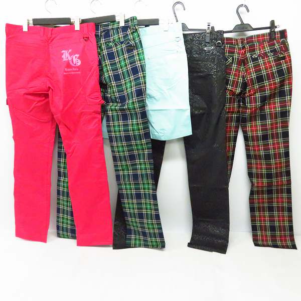実際に弊社で買取させて頂いた【未使用】KAPPA/カッパ ゴルフ パンツ ピンク/グリーン/チェック柄等 サイズ82 5点セットの画像 1枚目