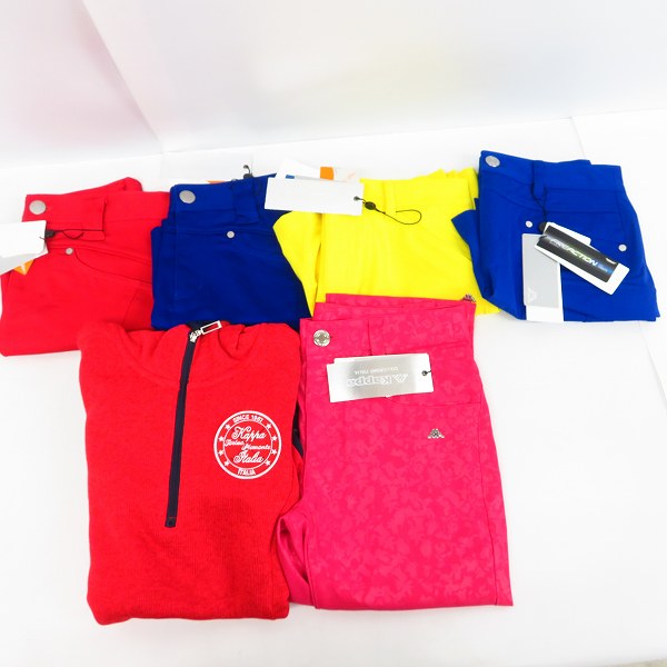 実際に弊社で買取させて頂いた【未使用】kappa/カッパ ゴルフ スカート/パンツ/ワンピース ブルー/レッド/イエロー 他 Size：S/7 6点セット