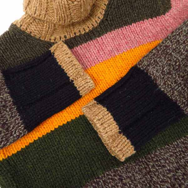 実際に弊社で買取させて頂いたDries Van Noten/ドリスヴァンノッテン マルチカラー ボーダー ロング丈 タートルネック ウールセーター/Lの画像 5枚目