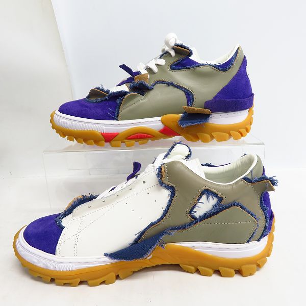 実際に弊社で買取させて頂いたkolor/カラー レザースニーカー ホワイト×パープル 19WCM-A02502/26.5の画像 3枚目