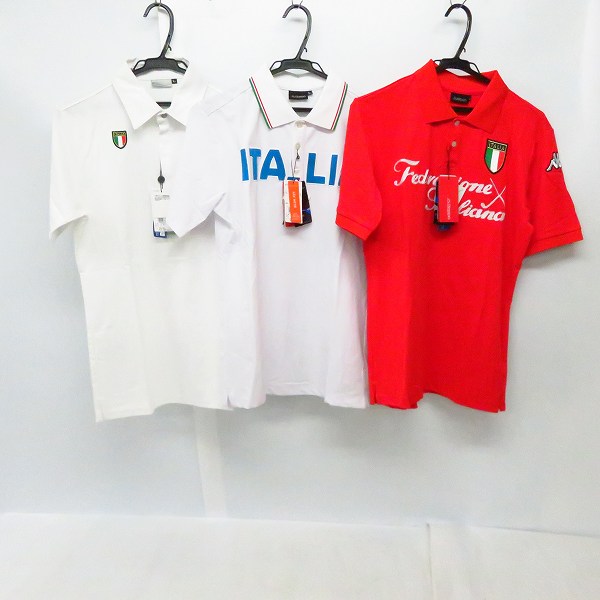 実際に弊社で買取させて頂いた【未使用】kappa/カッパ  ゴルフ 半袖ポロシャツ 白/赤 Lサイズ 3点セット