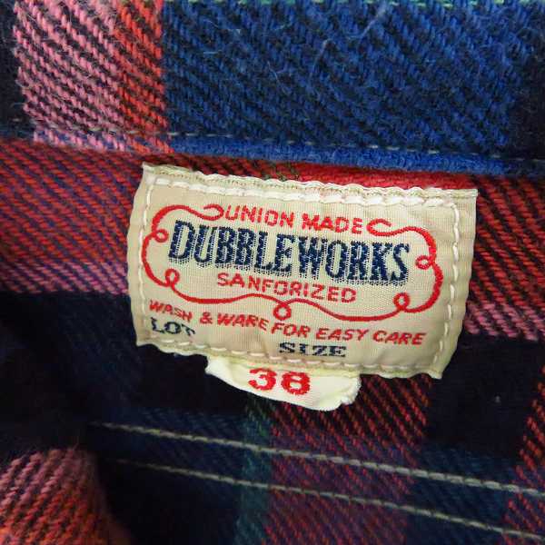 実際に弊社で買取させて頂いたDUBBLEWORKS/ダブルワークス フランネルシャツ レッド/ブルー/グリーン 38の画像 2枚目