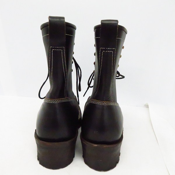 実際に弊社で買取させて頂いたBACK BONE/バックボーン レースアップ レザー ロガーブーツ BB17FW-G100M/ブラック 41の画像 1枚目