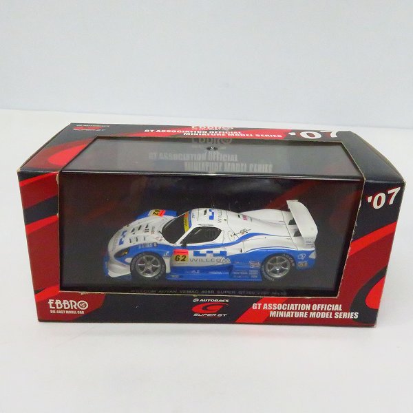 実際に弊社で買取させて頂いたEBBRO/エブロ 1/43スケール WILLCOM ADVAN VEMAC408R Super  GT07 No.62/ミニカーの画像 9枚目