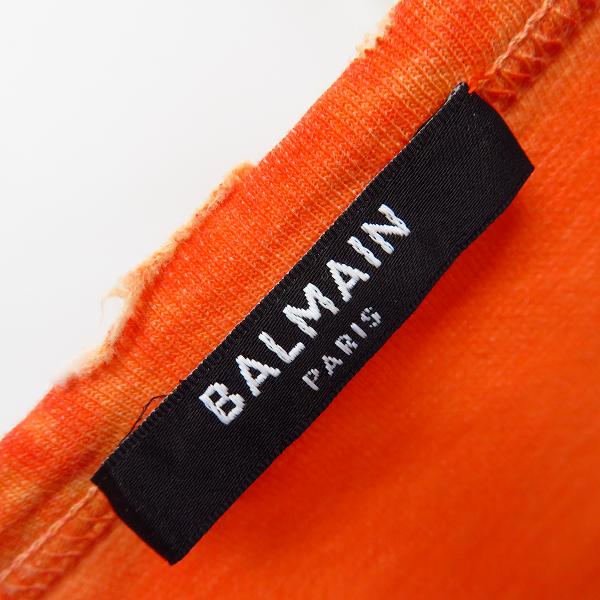 実際に弊社で買取させて頂いたBALMAIN/バルマン ダメージスウェットロゴシャツ/Lの画像 2枚目