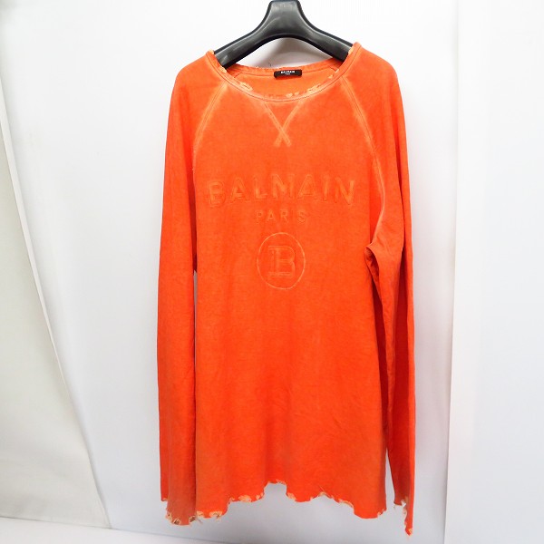 実際に弊社で買取させて頂いたBALMAIN/バルマン ダメージスウェットロゴシャツ/L