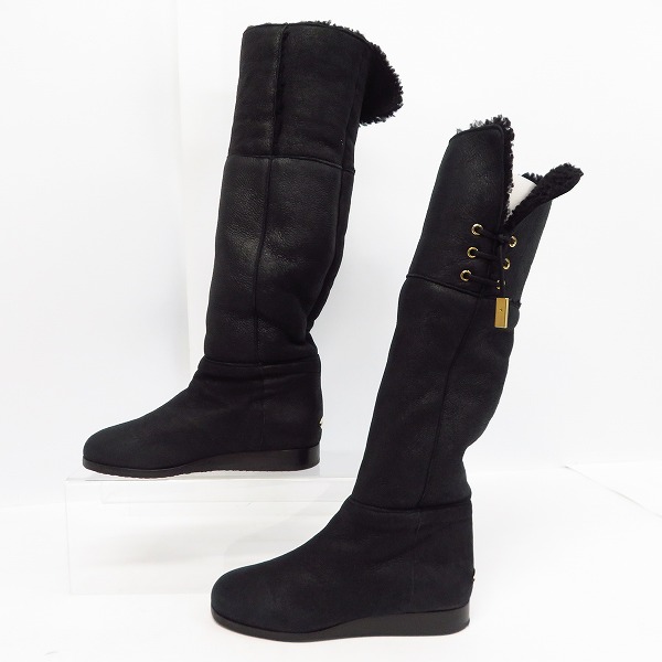 実際に弊社で買取させて頂いたJIMMY CHOO/ジミーチュウ ムートン ロングブーツ ブラック/36の画像 3枚目