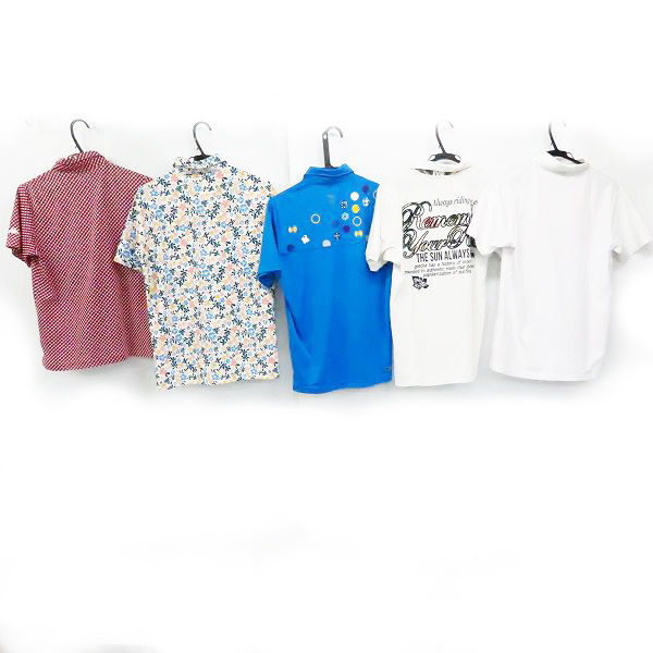 実際に弊社で買取させて頂いたadidas/アディダス kappa/カッパ PUMA/プーマ他 ゴルフウェア チェック/フラワー柄等 ポロシャツ/S/M 5点セットの画像 1枚目