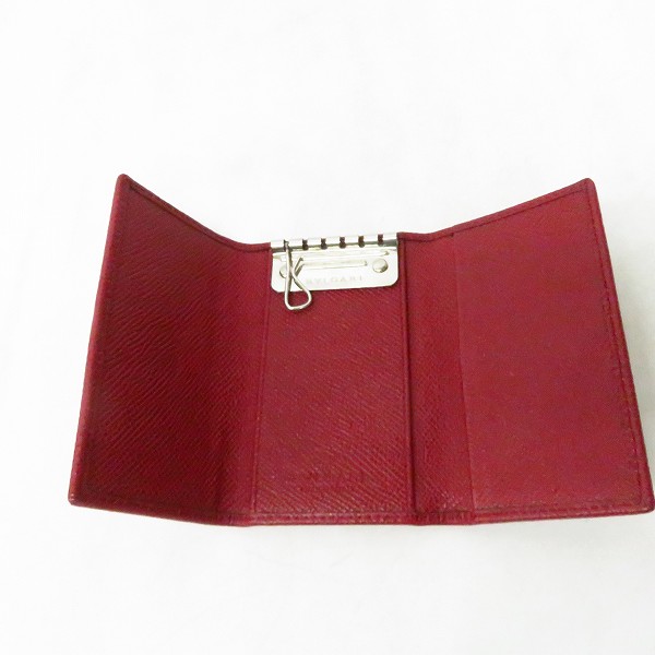 実際に弊社で買取させて頂いた【難有り】BVLGARI/ブルガリ レザー キーケース レッド/赤の画像 2枚目