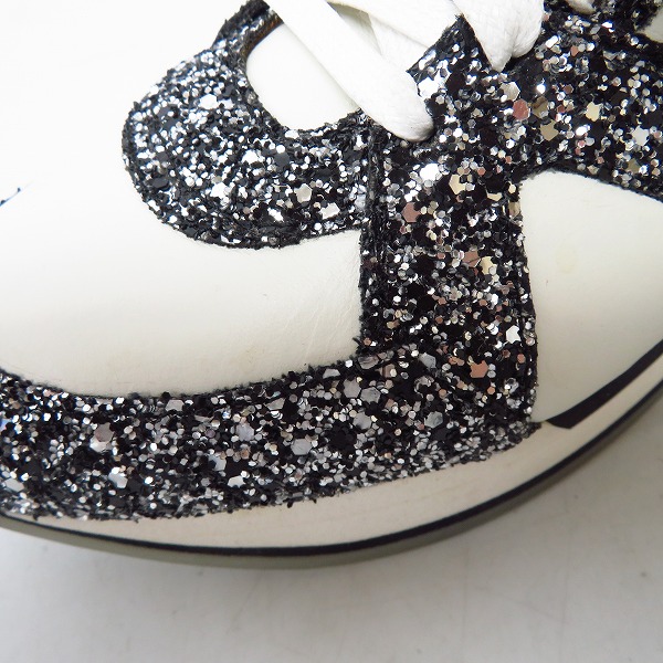 実際に弊社で買取させて頂いたJIMMY CHOO/ジミーチュウ レザー グリッター ラメ スニーカー レースアッップ/36の画像 7枚目