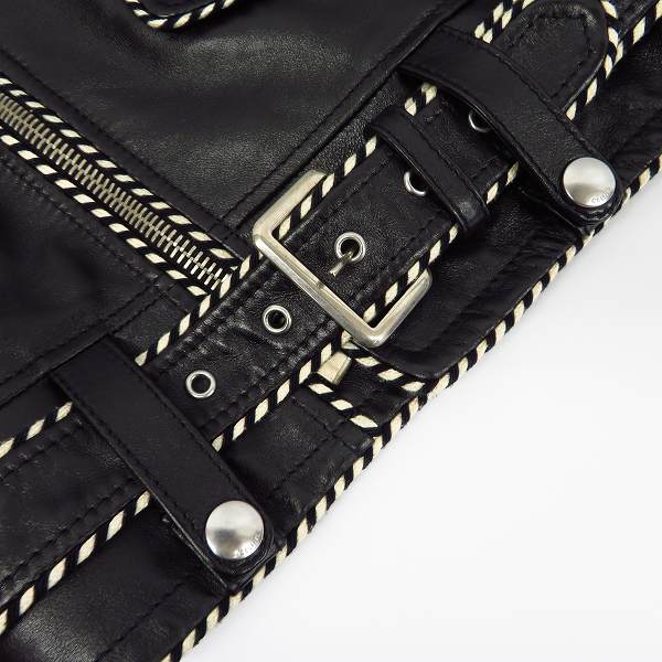 実際に弊社で買取させて頂いた【JPタグ】CELINE/セリーヌ 2019AW パイピング  レザーダブルライダースジャケット 2E349599E Size：48の画像 2枚目