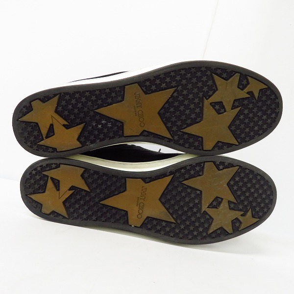 実際に弊社で買取させて頂いたJIMMY CHOO/ジミーチュウ ハイカット スニーカー シューズ ラメ ブラック レザー/36の画像 2枚目