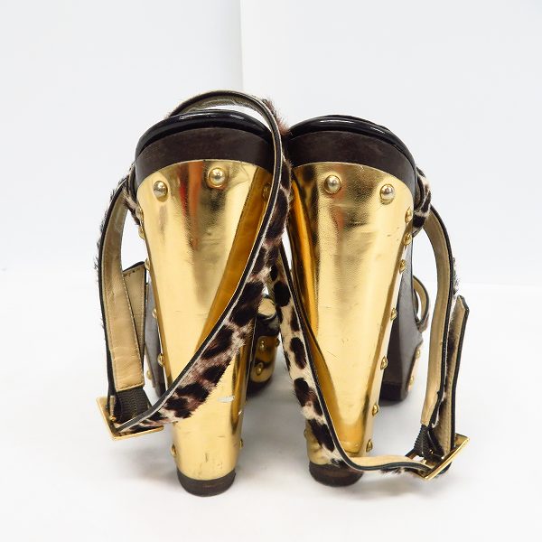実際に弊社で買取させて頂いたJIMMY CHOO/ジミー チュウ ウッドソール アニマル柄 ヒールサンダル 36.5の画像 1枚目