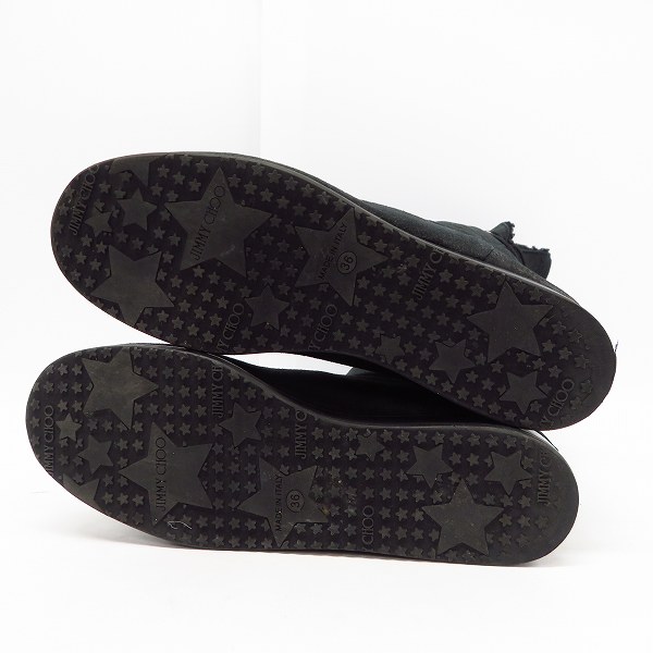 実際に弊社で買取させて頂いたJIMMY CHOO/ジミーチュウ ムートン ロングブーツ ブラック/36の画像 2枚目