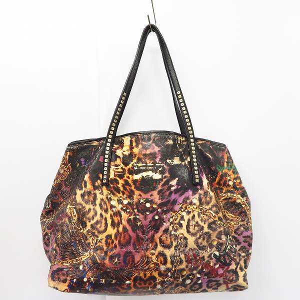 実際に弊社で買取させて頂いたJIMMY CHOO/ジミーチュウ スカーレット レオパード/スタッズ トートバッグ