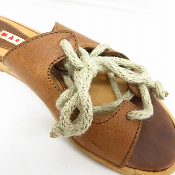 実際に弊社で買取させて頂いたMARNI/マルニ レディース フラットサンダル ブラウン/36の画像 6枚目