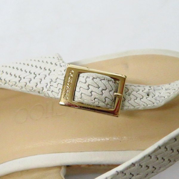実際に弊社で買取させて頂いたJIMMY CHOO/ジミーチュウ 型押し レザー ウェッジソール サンダル ライトグレー/36の画像 8枚目