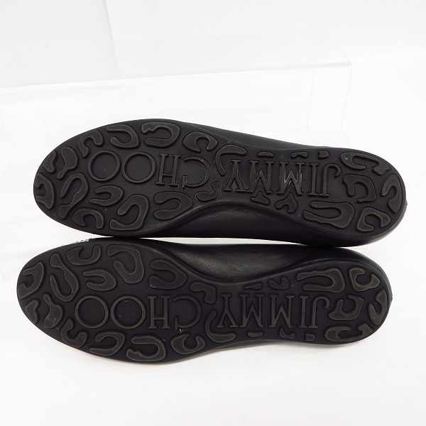 実際に弊社で買取させて頂いたJIMMY CHOO/ジミーチュウ ラインストーン フラットシューズ ブラック/36の画像 2枚目