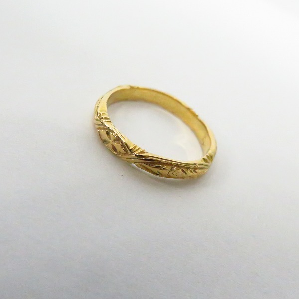 実際に弊社で買取させて頂いたLOREE RODKIN/ローリーロドキン K18 エングレイブエッジバンドクロスリング 9号