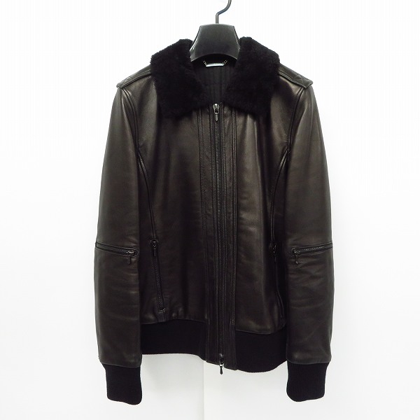 実際に弊社で買取させて頂いたAKM/エーケーエム  羊革/ラムレザー  襟ボア ジップアップ ジャケット A003 LB01/ブラック M
