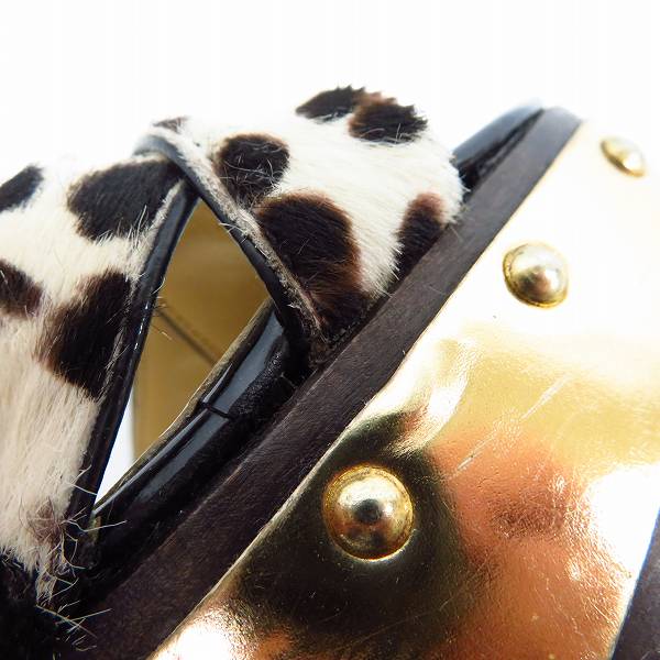 実際に弊社で買取させて頂いたJIMMY CHOO/ジミー チュウ ウッドソール アニマル柄 ヒールサンダル 36.5の画像 6枚目