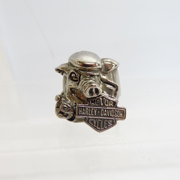 実際に弊社で買取させて頂いたHARLEY-DAVIDSON/ハーレーダビッドソン シルバー製 PIG バイカーリング/22-22.5号の画像 1枚目