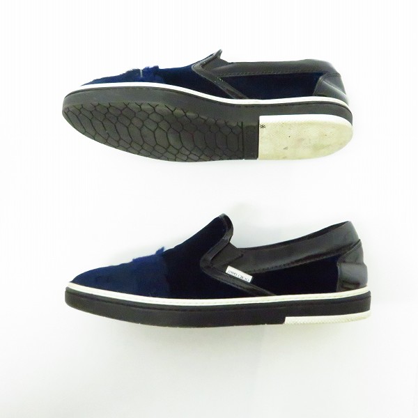 実際に弊社で買取させて頂いたJIMMY CHOO/ジミー チュウ ベロア×ハラコ切り替え ローカットスニーカーの画像 3枚目
