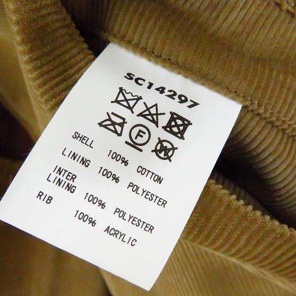 実際に弊社で買取させて頂いたSUGAR CANE/シュガーケーン コーデュロイ プリマロフト ショールカラー リブジャケット SC14297 Lの画像 3枚目