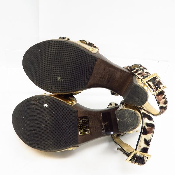 実際に弊社で買取させて頂いたJIMMY CHOO/ジミー チュウ ウッドソール アニマル柄 ヒールサンダル 36.5の画像 2枚目