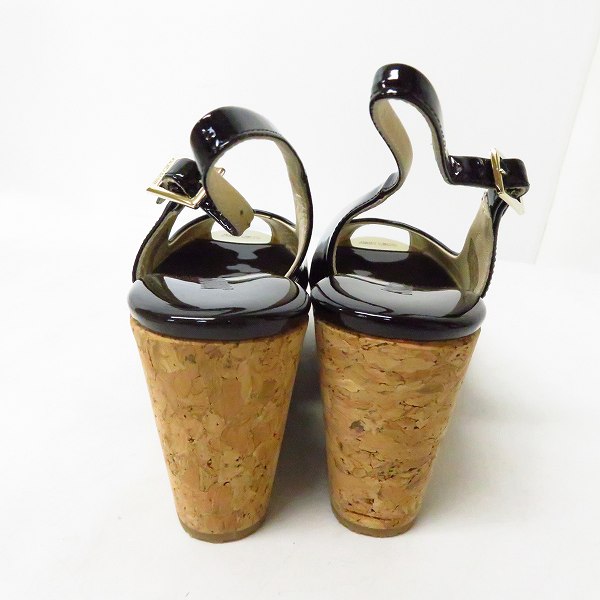 実際に弊社で買取させて頂いたJIMMY CHOO/ジミーチュウ オープントゥ ウェッジソール サンダル ブラック/36の画像 1枚目