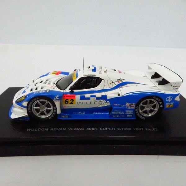 実際に弊社で買取させて頂いたEBBRO/エブロ 1/43スケール WILLCOM ADVAN VEMAC408R Super  GT07 No.62/ミニカーの画像 1枚目