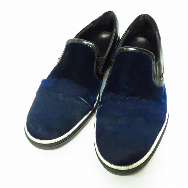 実際に弊社で買取させて頂いたJIMMY CHOO/ジミー チュウ ベロア×ハラコ切り替え ローカットスニーカー