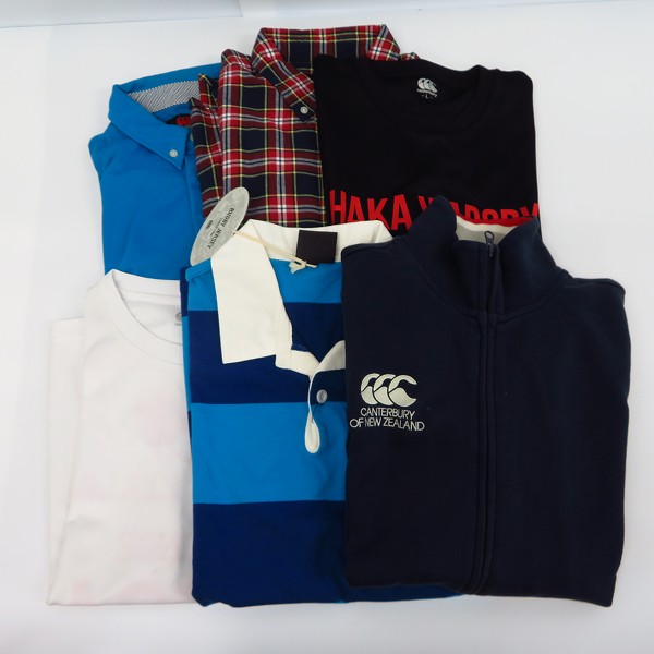 実際に弊社で買取させて頂いたCANTERBURY/カンタベリー Tシャツ/ラガーシャツ/ネルシャツ/ジャケット等 M/L 6点セット