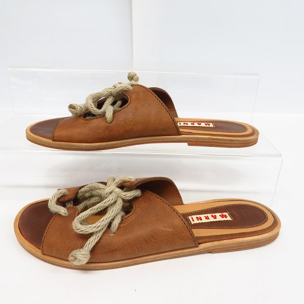 実際に弊社で買取させて頂いたMARNI/マルニ レディース フラットサンダル ブラウン/36の画像 3枚目