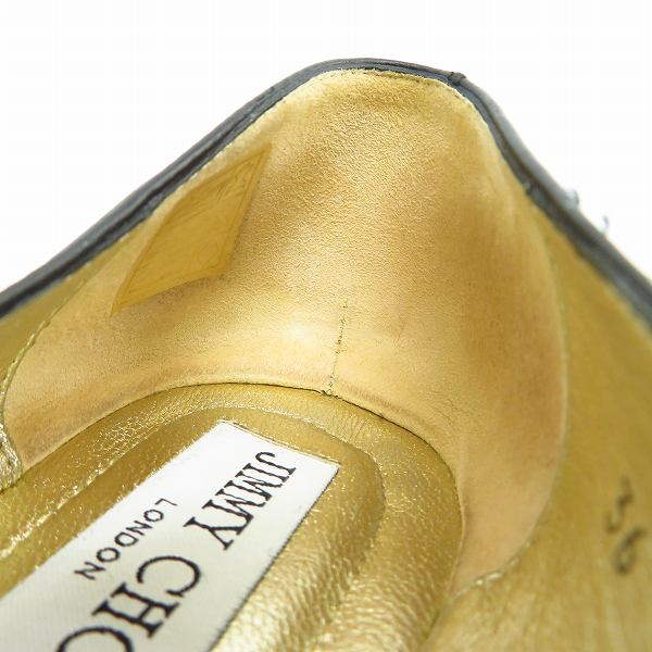 実際に弊社で買取させて頂いたJIMMY CHOO/ジミーチュウ ラインストーン フラットシューズ ブラック/36の画像 7枚目